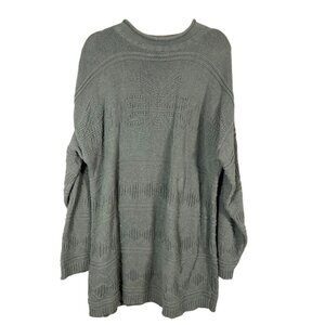 Basic Editions Sweater Men 2X Green Crew Snowflake Winter Neutral Retro Y2K 80s